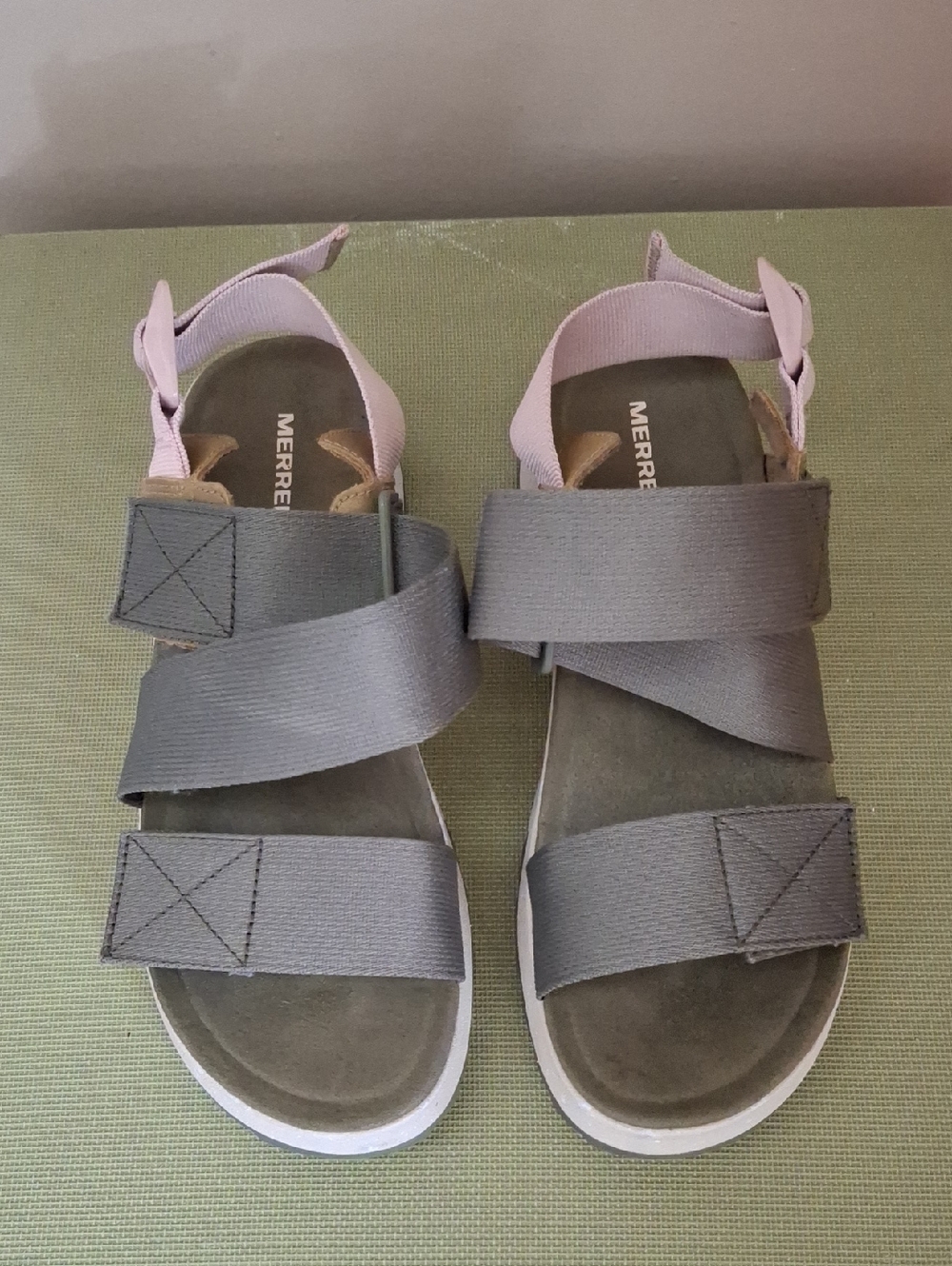 Merrell Women's Strappy Sandals in Olive Green & Dusty Pink_1